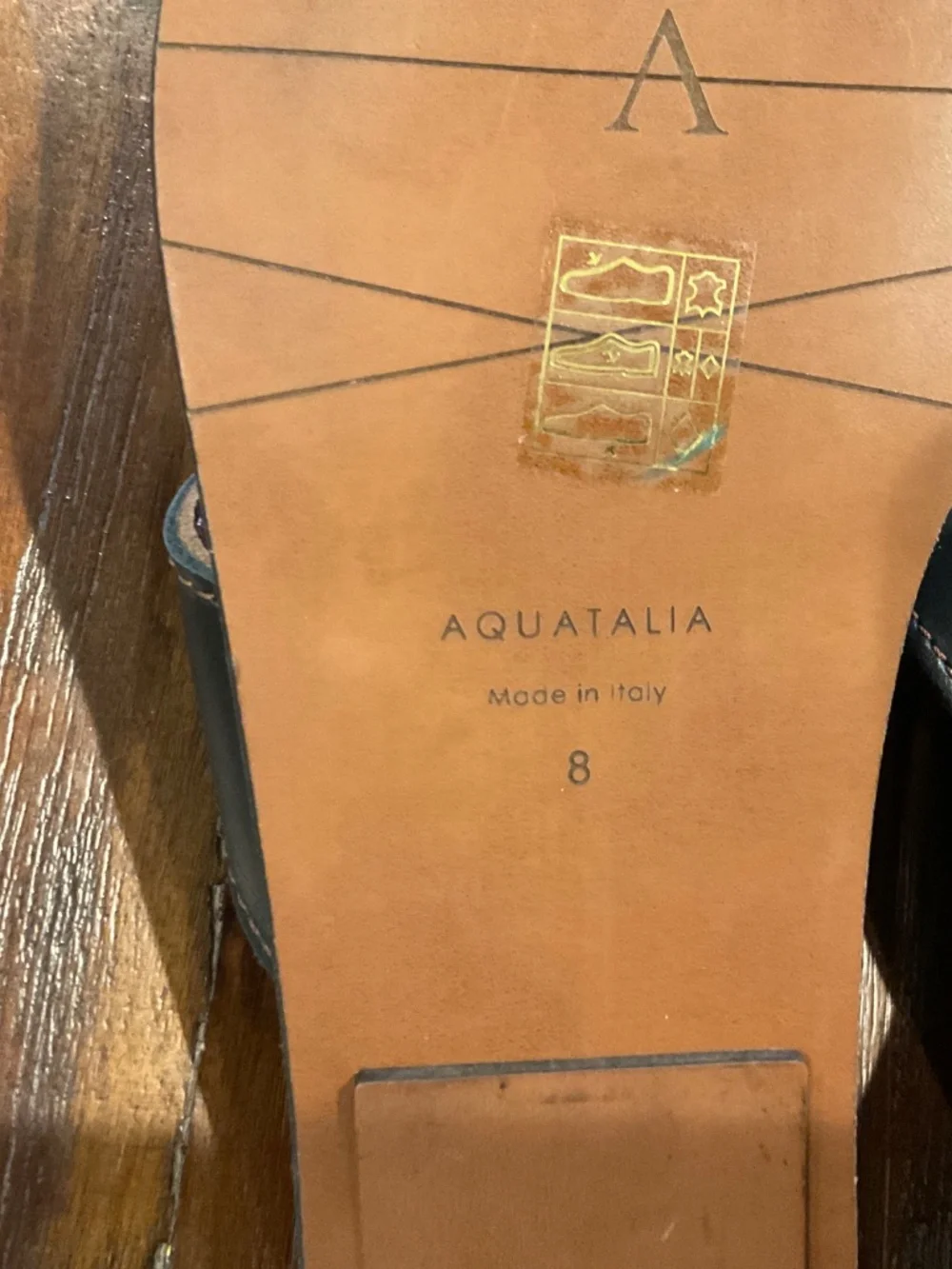 Aquatalia Belissa Slide Sandal Black Leather Size 8